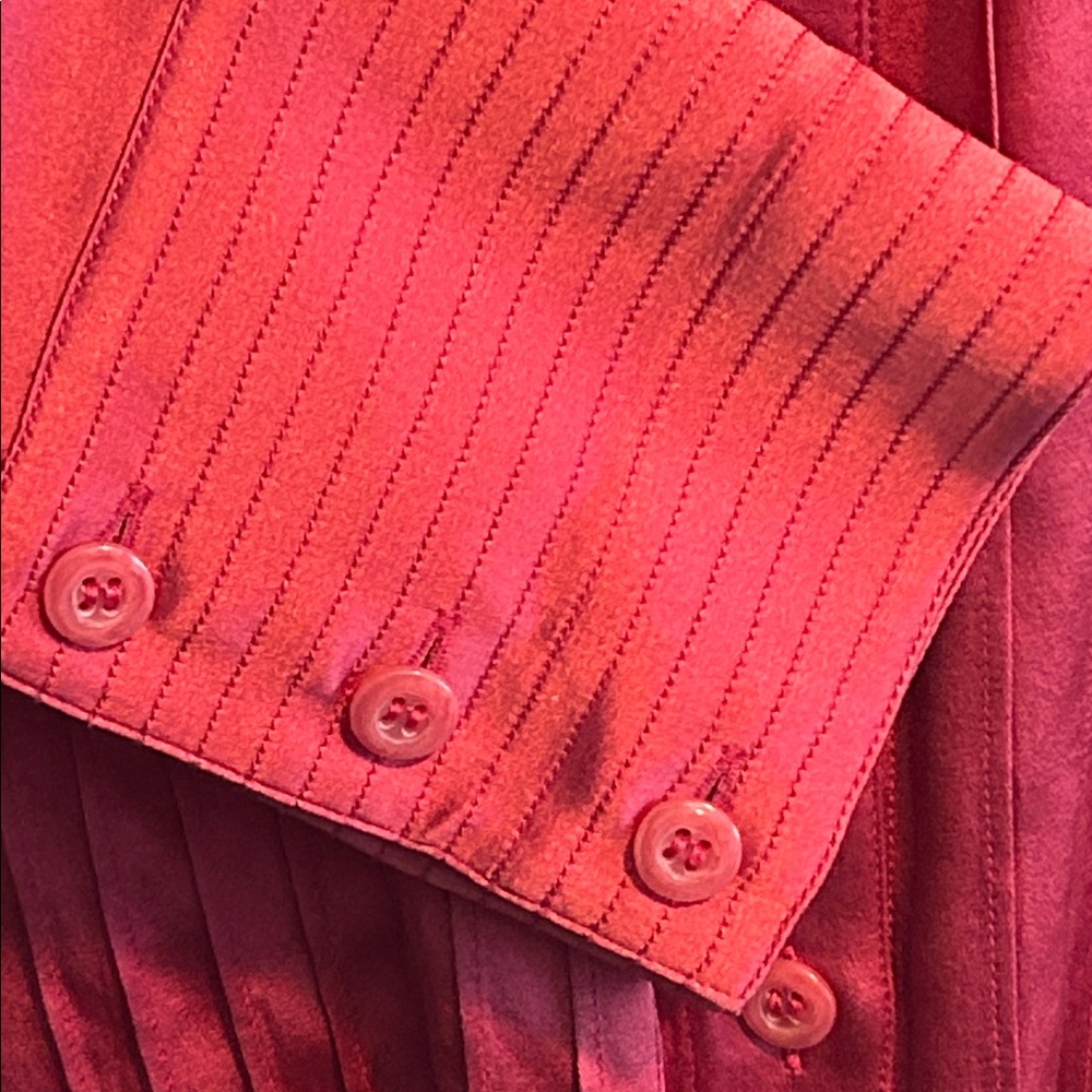 St. John Vibrant Raspberry Red Silk Tailored Blouse - Picture 8 of 9